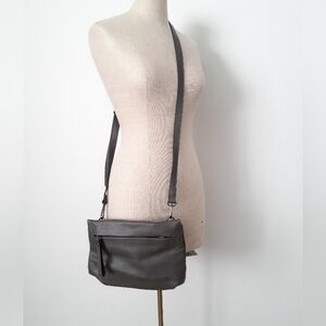 Grey Faux Leather Crossbody Bag